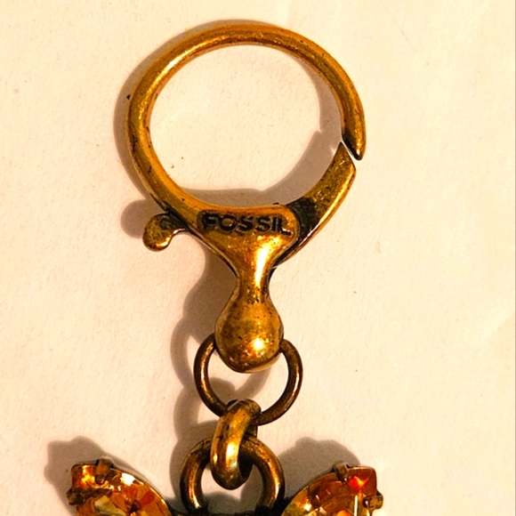 Retired Fossil Bronze Tone Floral Bracelet Topaz & Chocolate Rhinestone … - Picture 4 of 10